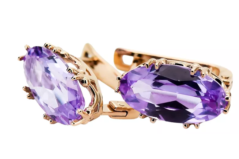 Earrings Vintage style Alexandrite Original Vintage 14K Rose Gold vec021r